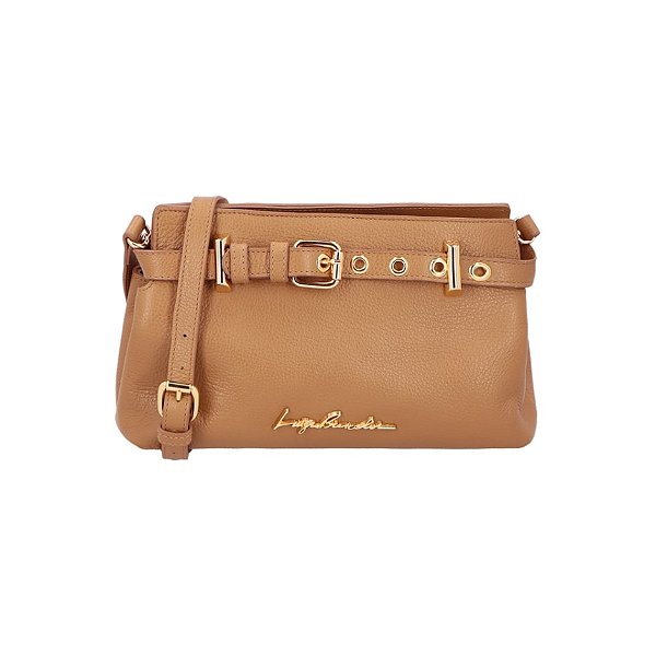 Bolsa Feminina Média Couro Alça Fina Cinto Fivela Luiza Barcelos Bege