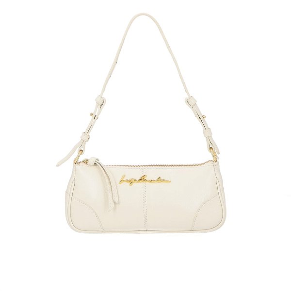 Bolsa Feminina Pequena Couro Verniz Alça Fina Luiza Barcelos Off White