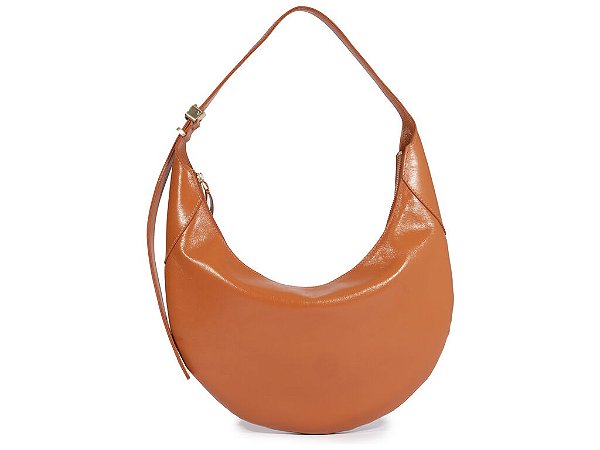 Bolsa Feminina Grande Hobo Couro Alça Fina Logomania Schutz Camel