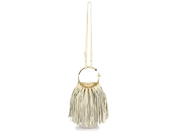 Bolsa Feminina Média Couro Cortininha Auréola Alça Fina Schutz Off White