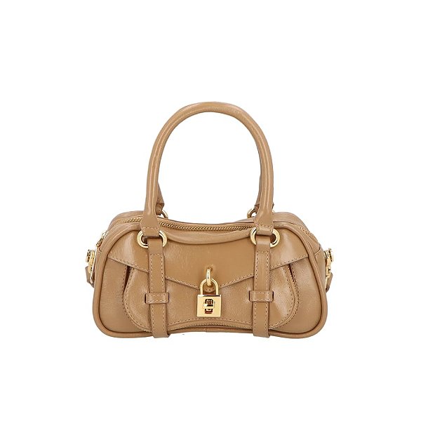 Bolsa Feminina Pequena Couro Dupla Alça Cadeado Luiza Barcelos Camel