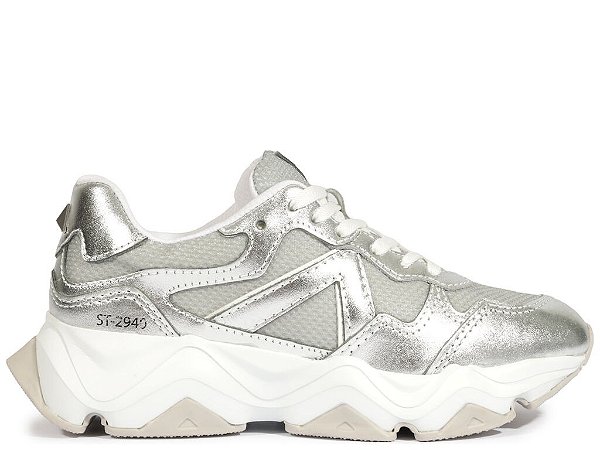 Tênis Feminino Cadarço Mix Multimaterial Duo Schutz Branco