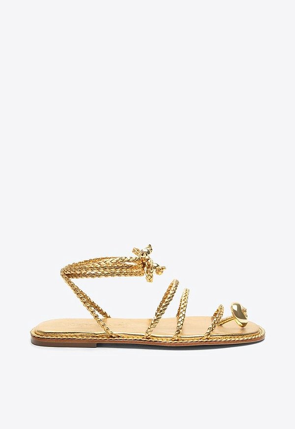 Rasteira Feminina Cherry Flat Aplicação Tressê Vicenza Dourado