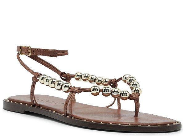 Rasteira Feminina Greta Flat Esferas Vicenza Marrom