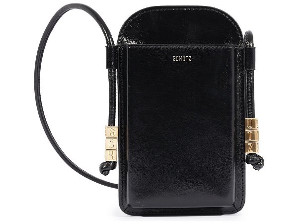 Porta Celular Couro Alça Logo Schutz Preto