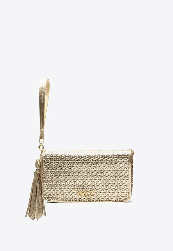 Bolsa Feminina Pequena Thais Clutch Logomania Vicenza Dourado