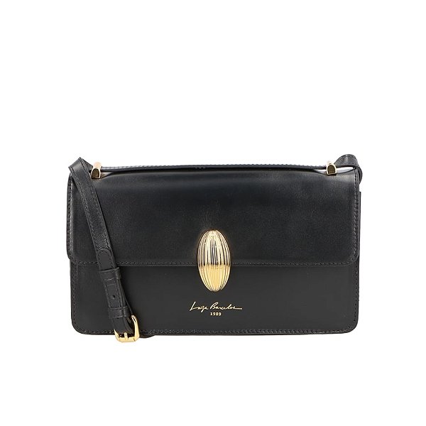 Bolsa Feminina Pequena Couro Alça Fina Aplicação Luiza Barcelos Preto