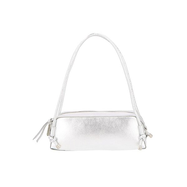 Bolsa Feminina Pequena Baguete Metalizada Luiza Barcelos Prata
