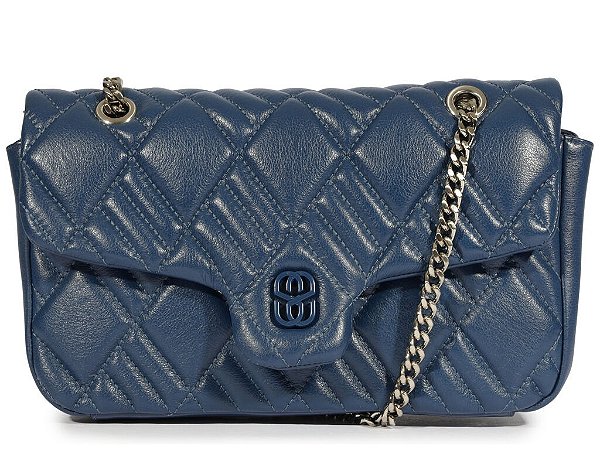 Bolsa Feminina Grande Shoulder Perry Couro Alça Corrente Schutz Azul