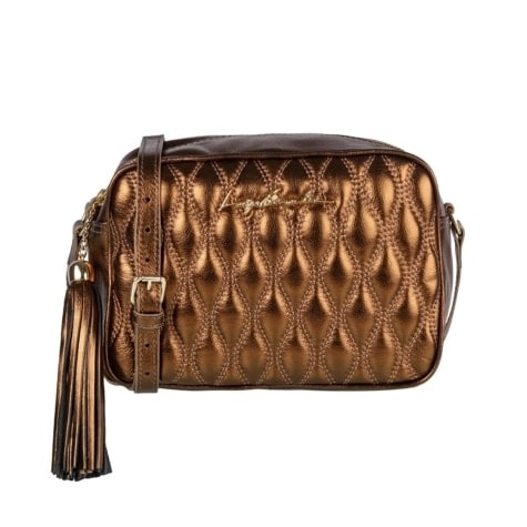 Bolsa Média Matelassê Couro Luiza Barcelos Bronze