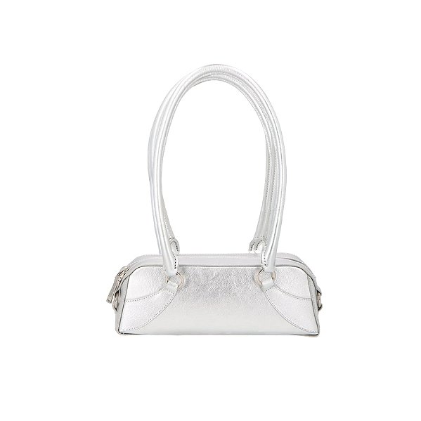 Bolsa Feminina Pequena Couro Baguete Metalcolor Luiza Barcelos Prata