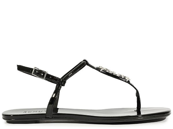 Rasteira Feminina Tira Alça Fivela Logomania Schutz Preto