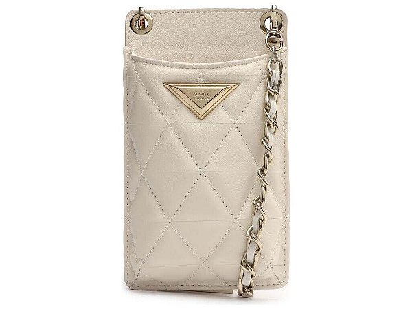 Porta Celular Couro Metalassê Alça Corrente Schutz Off White