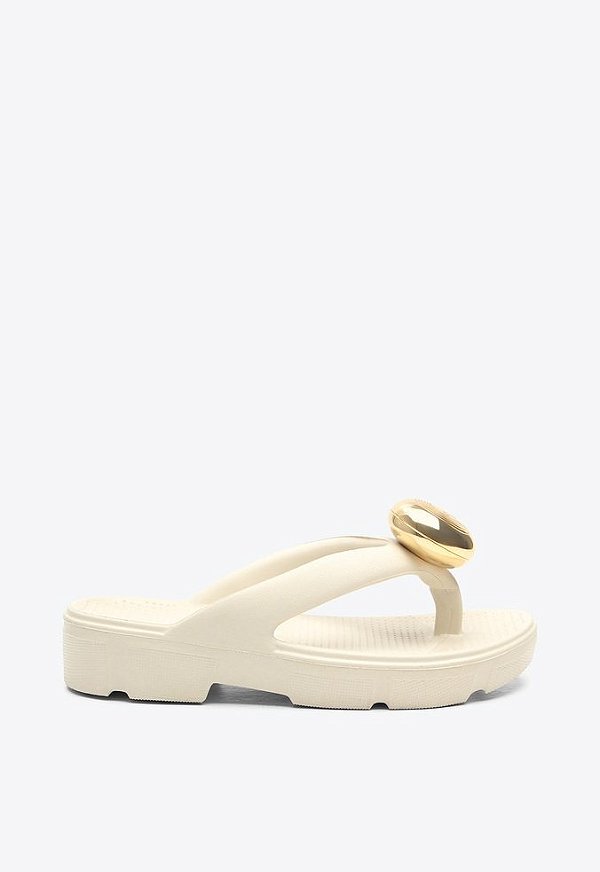 Chinelo Flat Mirella Esfera Logomania Vicenza Branco