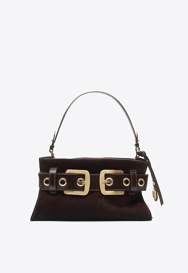 Bolsa Feminina Média Shoulder Lien Fivelas Corrente Vicenza Coffee