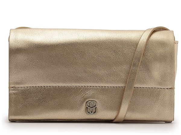 Bolsa Feminina Pequena Metalcolor Couro Logo Schutz Nude