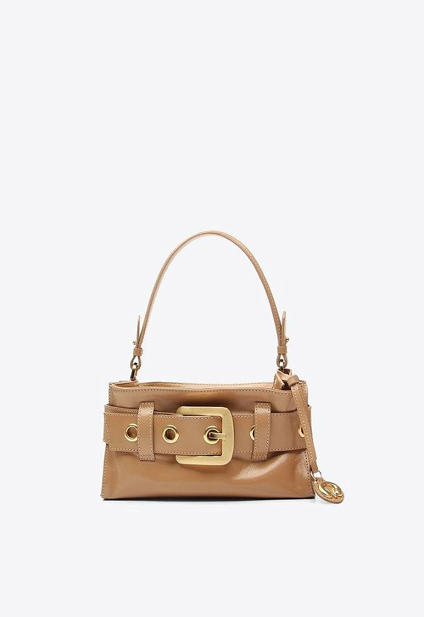 Bolsa Feminina Pequena Shoulder Lien Cinto Alça Corrente VIcenza Nude
