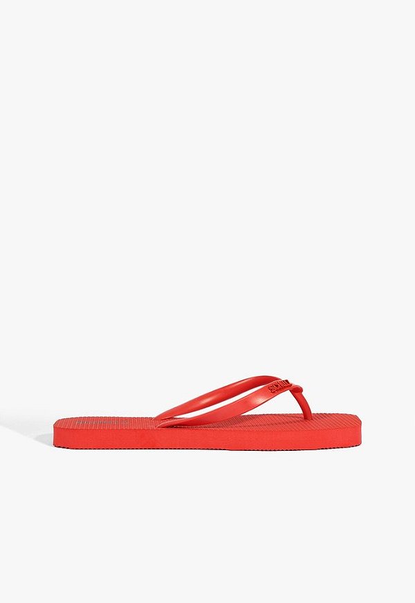 Chinelo Feminino Jelly Bico Quadrado Logo Schutz Vermelho