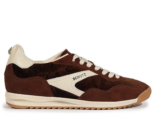 Tênis Feminino Cadarço Multimaterial Duo Schutz Marrom