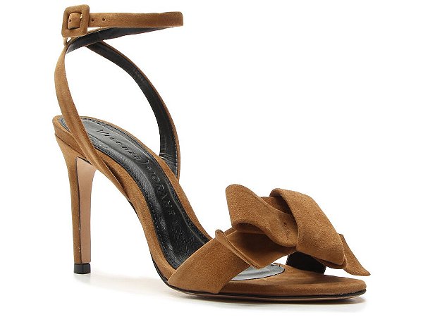 Sandália Salto Alto Capri Laço Camurça Tira Vicenza Camel