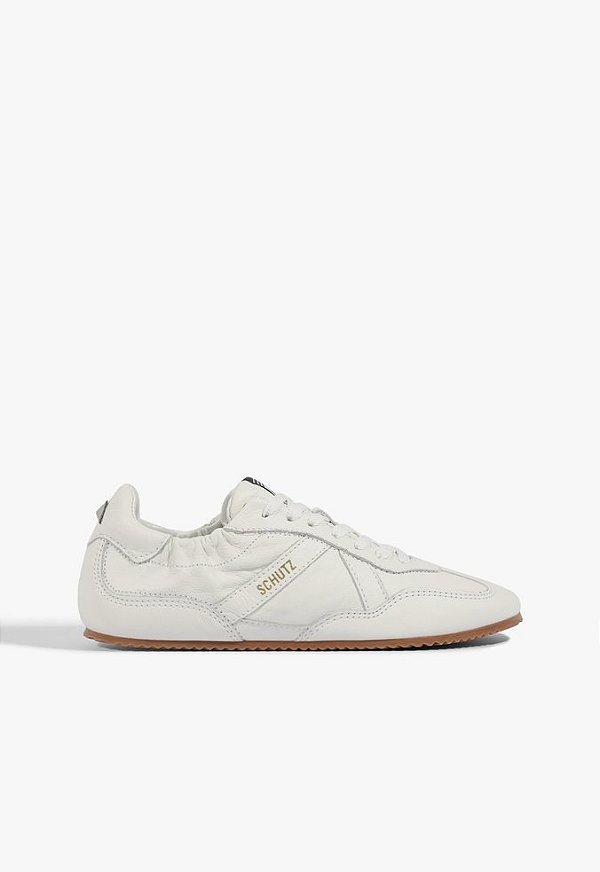 Tenis Ballet Couro Cadarço Flexivel Shutz Branco