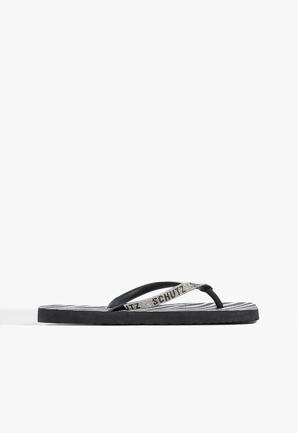 Chinelo Brilho Logo Zebra Brilho Schutz Preto