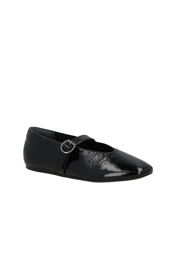 Sapatilha Bico Quadrado Verniz Fivela Luiza Barcelos Preto