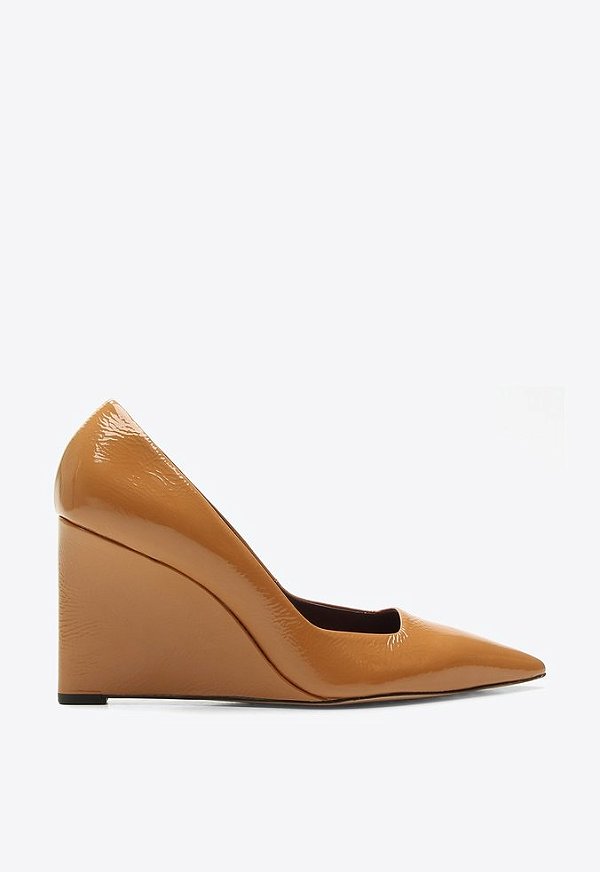 Scarpin Vitoria Couro Verniz Anabela Vicenza Nude