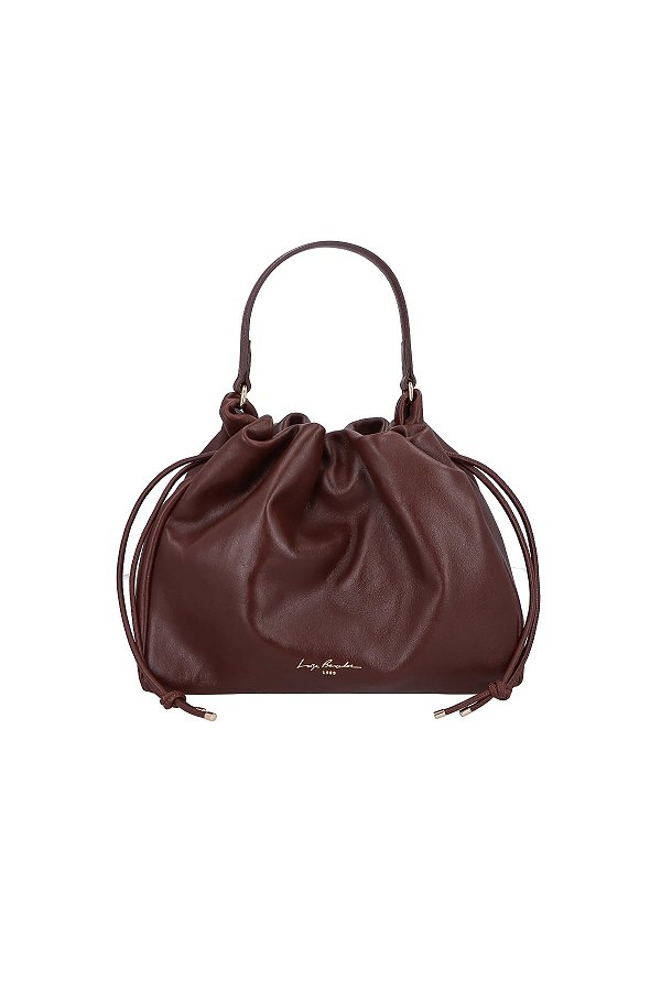 Bolsa Feminina Grande Bucket Couro Alça Fina Luiza Barcelos Coffee