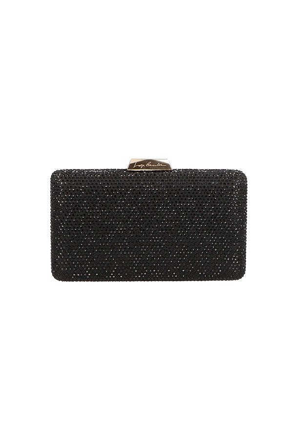 Bolsa Clutch Cristais Corrente Dourada Luiza Barcelos Preto