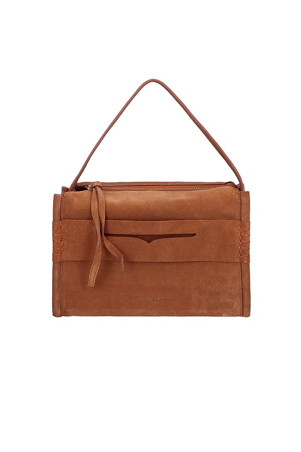 Bolsa Feminina Media Tote Camurça Tiras Luiza Barcelos Camel