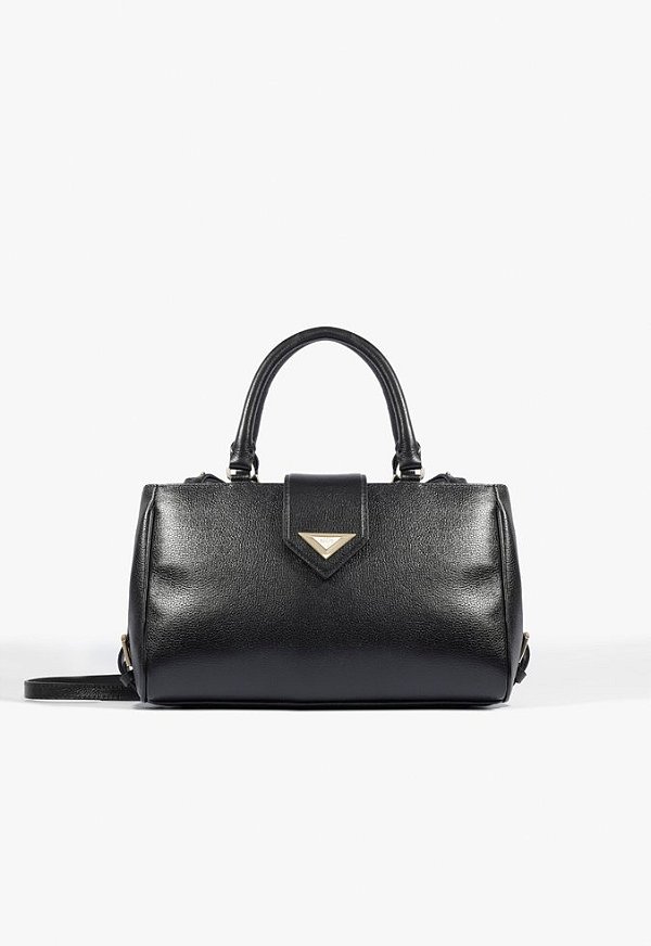 Bolsa Tote Media Couro Alyssa Logo Schutz Preto