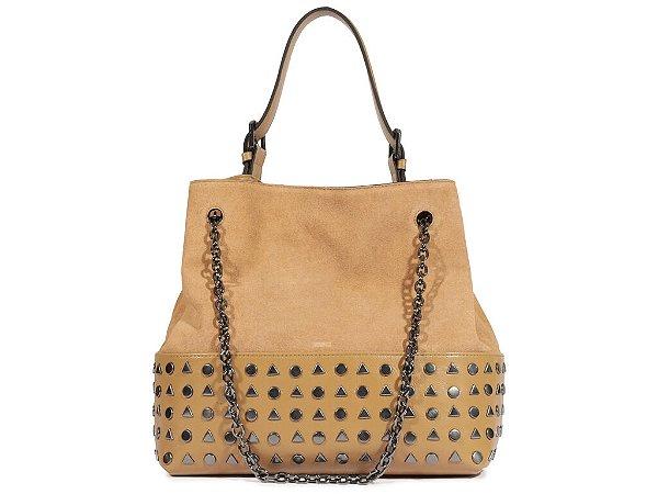 Bolsa Bucket Grande Camurça Corrente Geometrico Schutz Nude