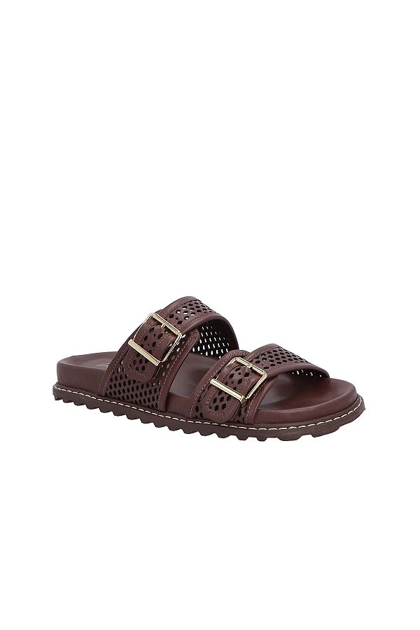 Papete Couro Tiras Fivela Luiza Barcelos Coffee