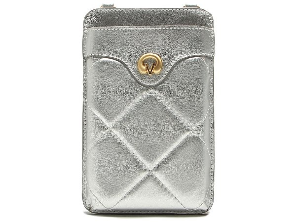Porta Celular Couro Metalcolor Corrente Dourada Logo Mania Vicenza Prata