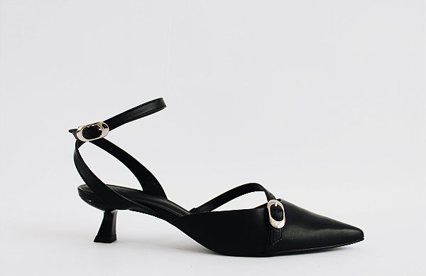 Scarpin Nubia Bico Fino Couro Bruma II Specchio Brand