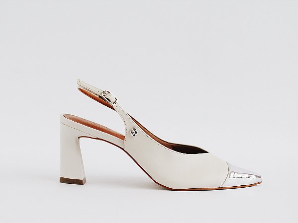 Scarpin Alexandra Slingback Salto Bloco Bruma II Specchio Brand