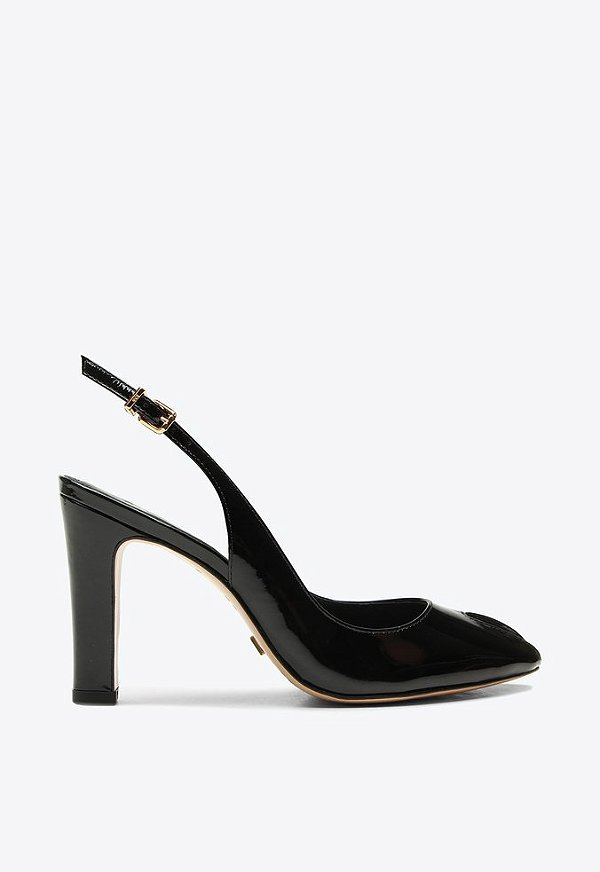 Scarpin Marie Slingback Verniz Salto Alto Vicenza Preto