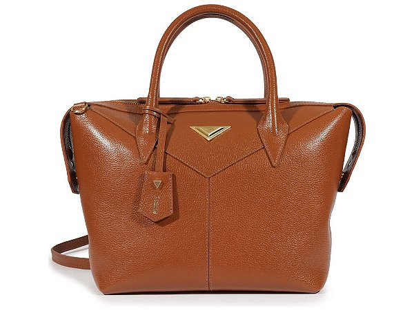 Bolsa Média Tote Couro Logo Triangulo Schutz Camel