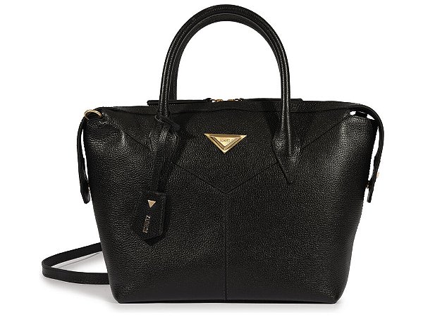 Bolsa Média Tote Couro Logo Triangulo Schutz Preto