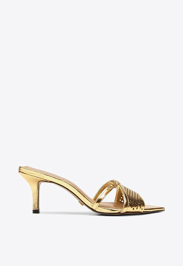 Tamanco Saga Salto Médio Bico Fino Metalcolor Vicenza Dourado