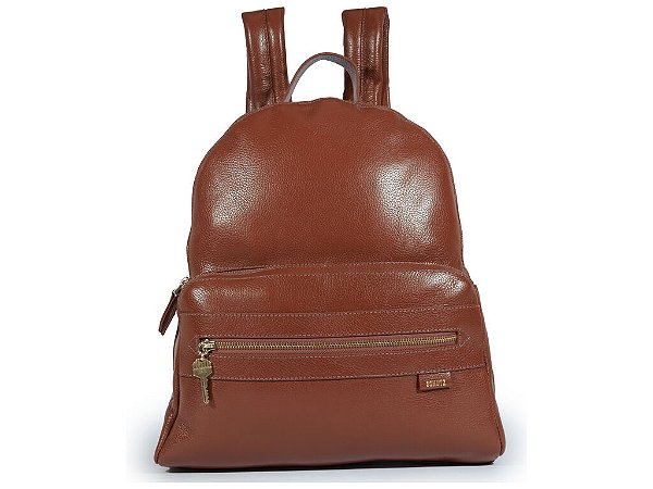 Mochila Grande Ziper Chave Couro Schutz Marsala