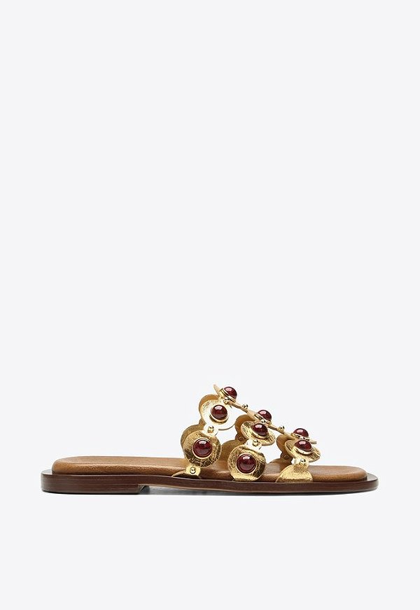 Rasteira Flat Bella Metalcolor Ilhós Vicenza Dourado