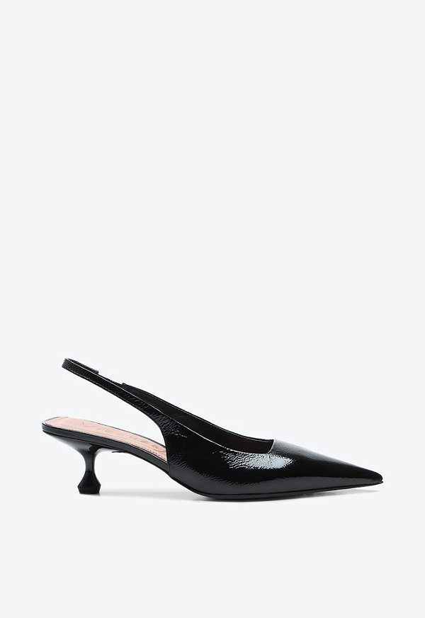 Scarpin Indy Verniz Salto Taça Slingback Vicenza Preto