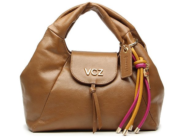 Bolsa Media Hobo Logo Mania Chave Tiras Vicenza Camel