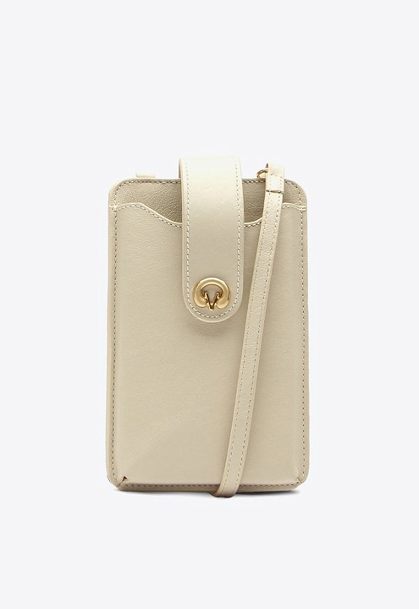 Porta Celular Couro Mel Logo Mania Tira Vicenza Off White