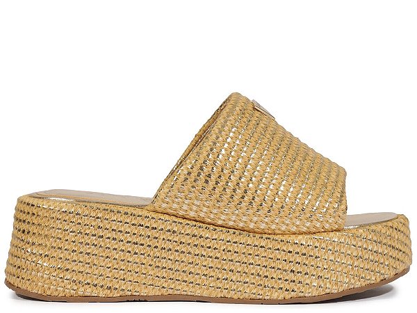 Papete Flatform Trama Palha Schutz Dourado