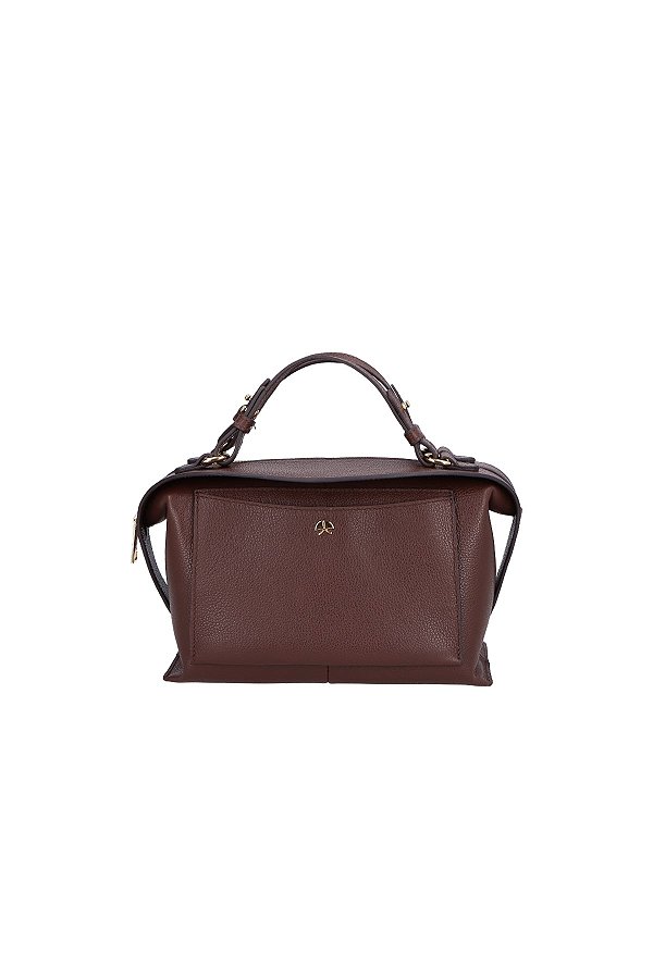 Bolsa Pequena Couro Ziper Alça Dupla Luiza Barcelos Coffee