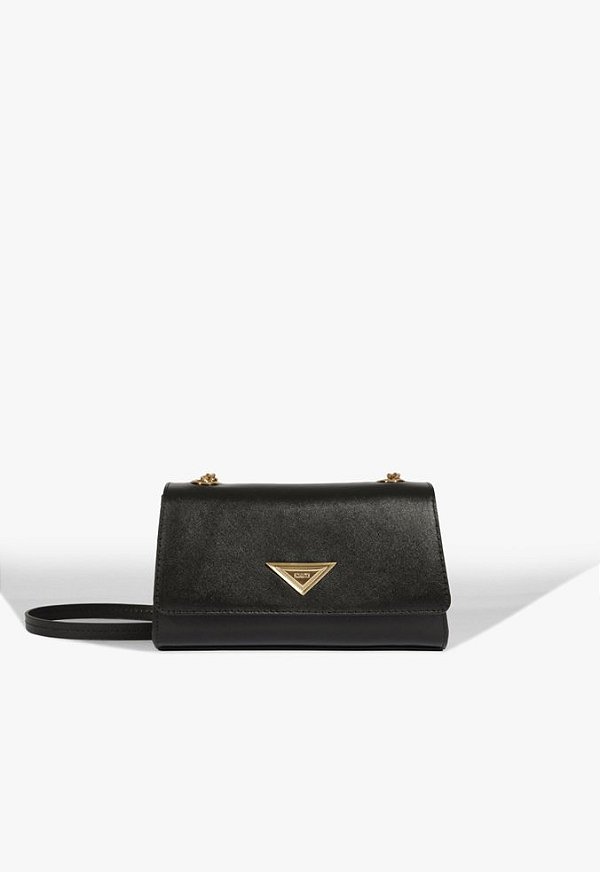 Bolsa Tiracolo Couro Pequena Cally Alça Corrente Schutz Preto
