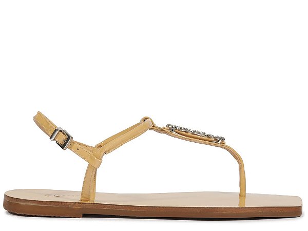 Rasteira Feminino Verniz Injetado Logo Strass Schutz Nude